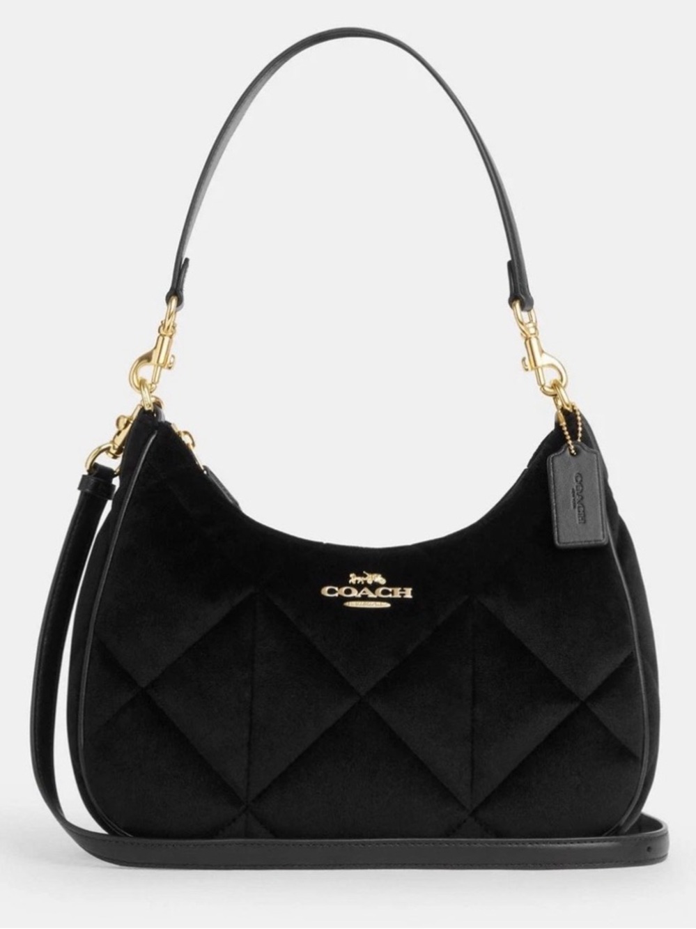 🤍New Coach Quilted Teri Hobo Crossbody Bag in Black (Discontinued)